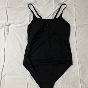 Black Ribbed Maternity Swimsuit